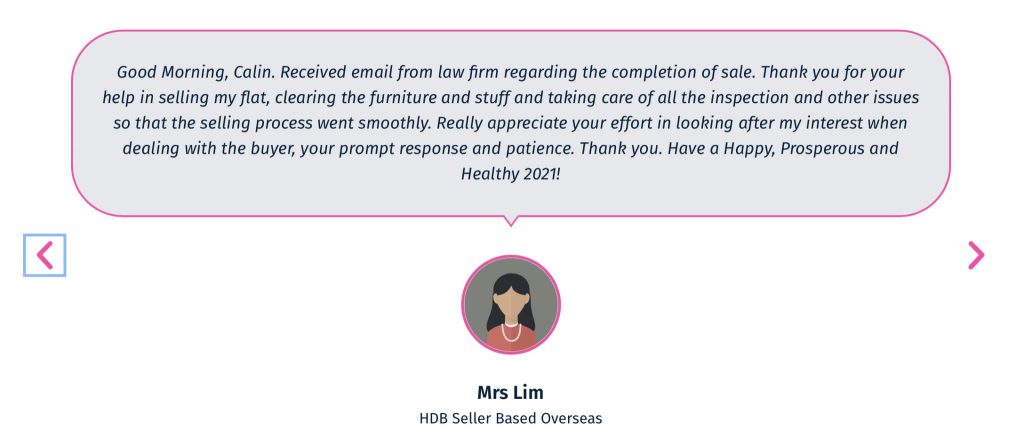 Testimonial from HDB Seller Based Overseas