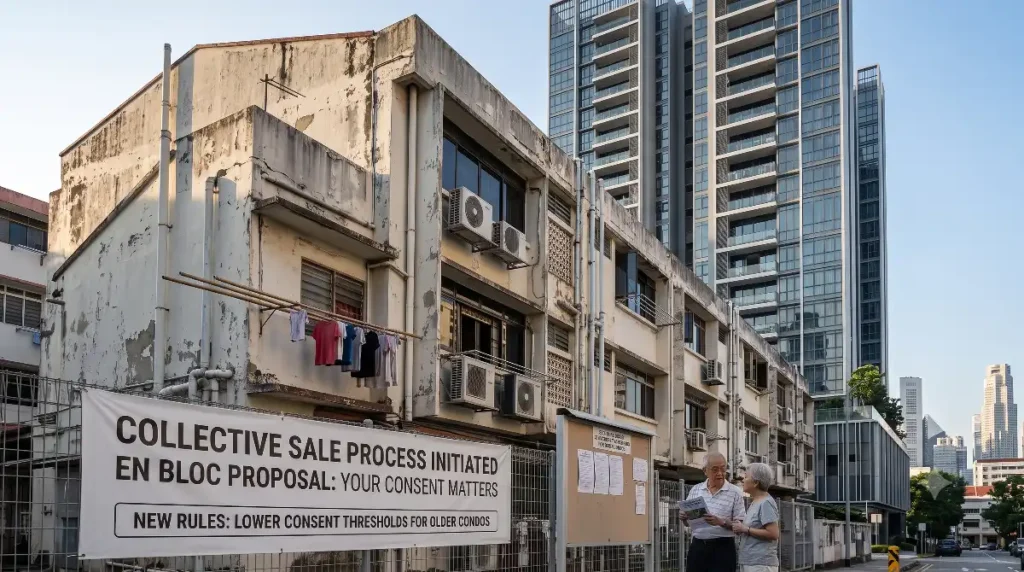 Singapore proposes lowering en bloc consent to 70% for condos aged 40-59 and 65% for those 60+. Key facts on the new Bill, safeguards, and what's next. Slug: en-bloc-consent-thresholds-older-condos